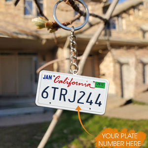 California License Plate Personalized Acrylic Keychain - V2