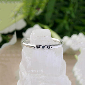 Hug From Heaven - Tiny Heart With Wings Ring, Memorial Gift