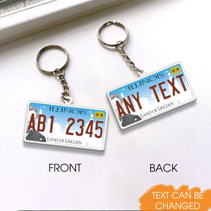 Illinois License Plate Personalized Acrylic Keychain