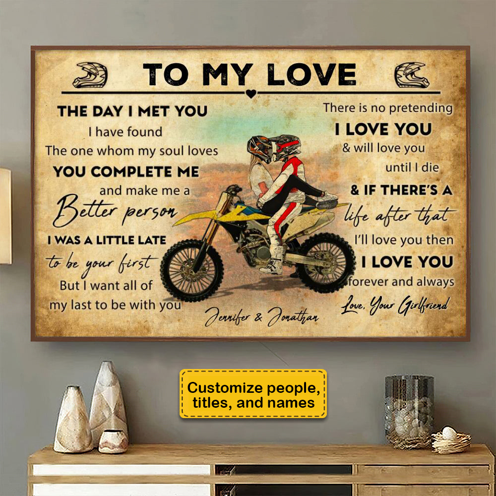 Personalized Motocross Poster, Dirt Bike Gifts For Boyfriend, Husband, Couple