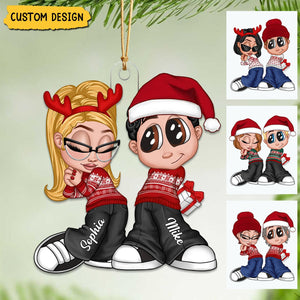 2024 New Release - Y2K Couple Personalized Acrylic Christmas Ornament, Christmas Gift for Him for Her