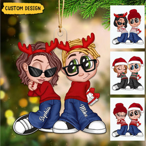 2024 New Release - Y2K Couple Personalized Acrylic Christmas Ornament, Christmas Gift for Him for Her