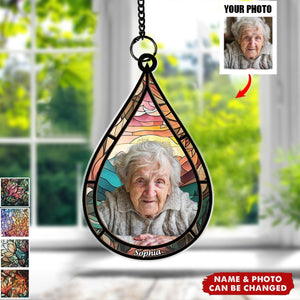 Memorial Family Gift Teardrop - Personalized Window Hanging Suncatcher Photo Ornament