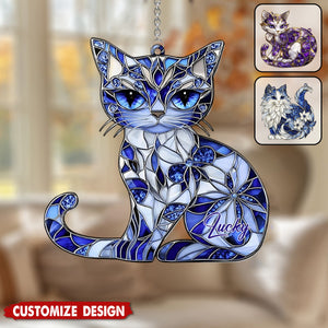 Personalized Cat Window Hanging Suncatcher Ornament - Gift For Cat Lovers