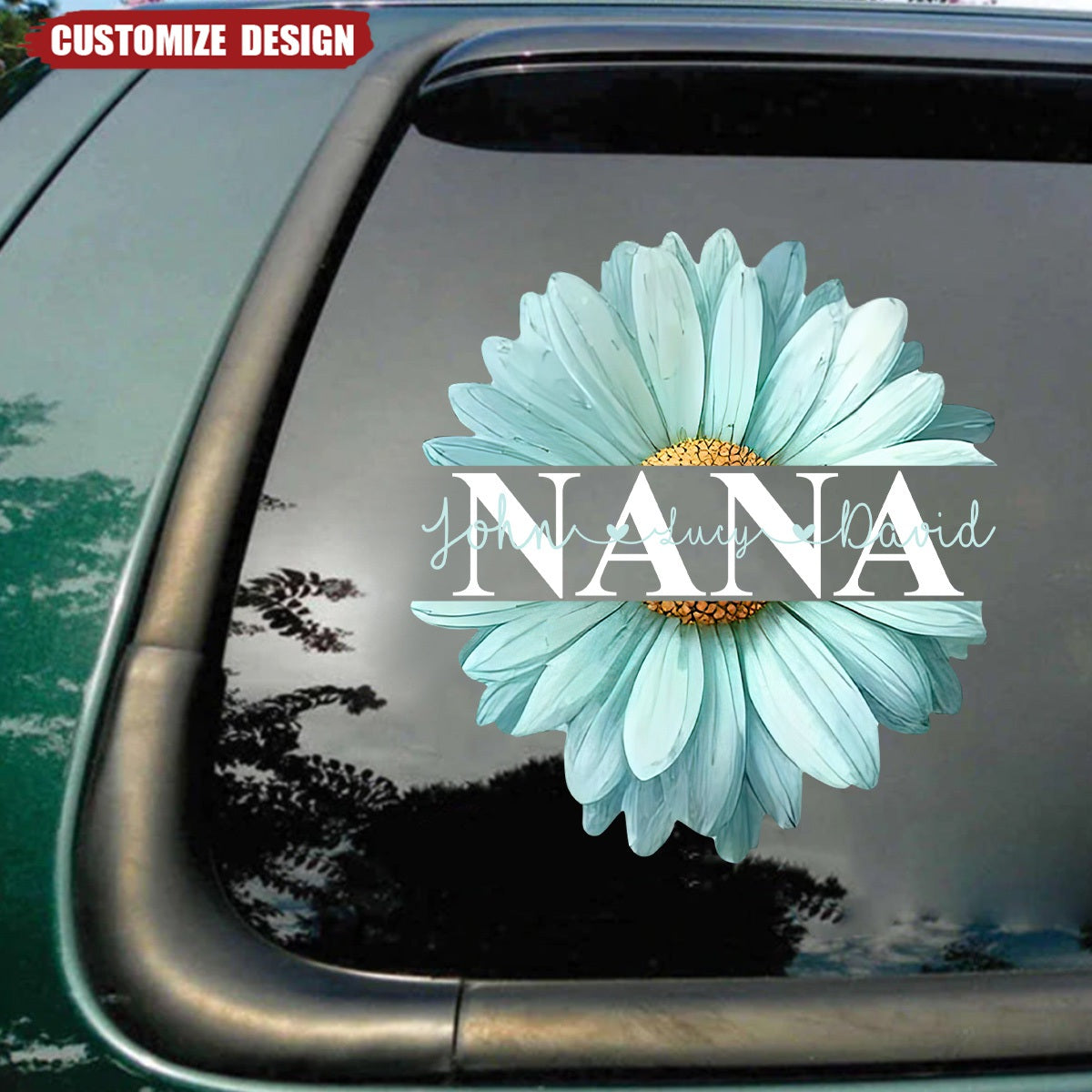 Mom Grandma Flower Daisy Color And Kids Personalized Decal Sticker