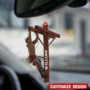 Personalized Lineman Car Ornament-Gift For Lineman