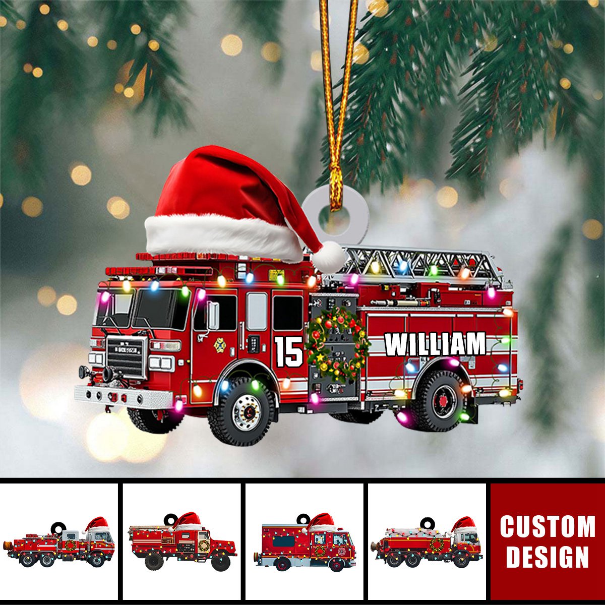 Personalized Firefighter Red Truck Christmas Ornament - 2024 New Release