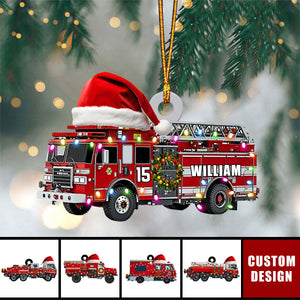 Personalized Firefighter Red Truck Christmas Ornament - 2024 New Release