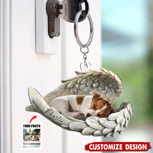 In Angel Wings - Personalized Memorial Keychain, Gift For Pet Lovers