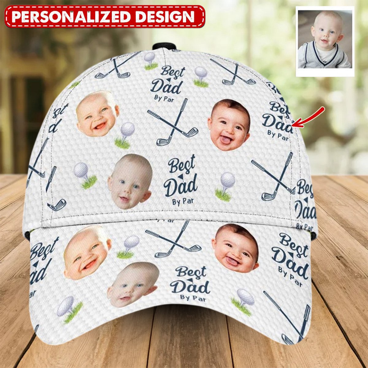 Best Dad By Par Upload Photo Personalized Classic Cap