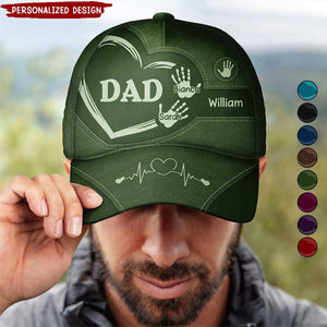 Grandpa Dad Kids Handprints - Personalized Classic Cap