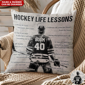 Personalized Hockey Life Lessons Pillow-Gift For Hockey Lovers