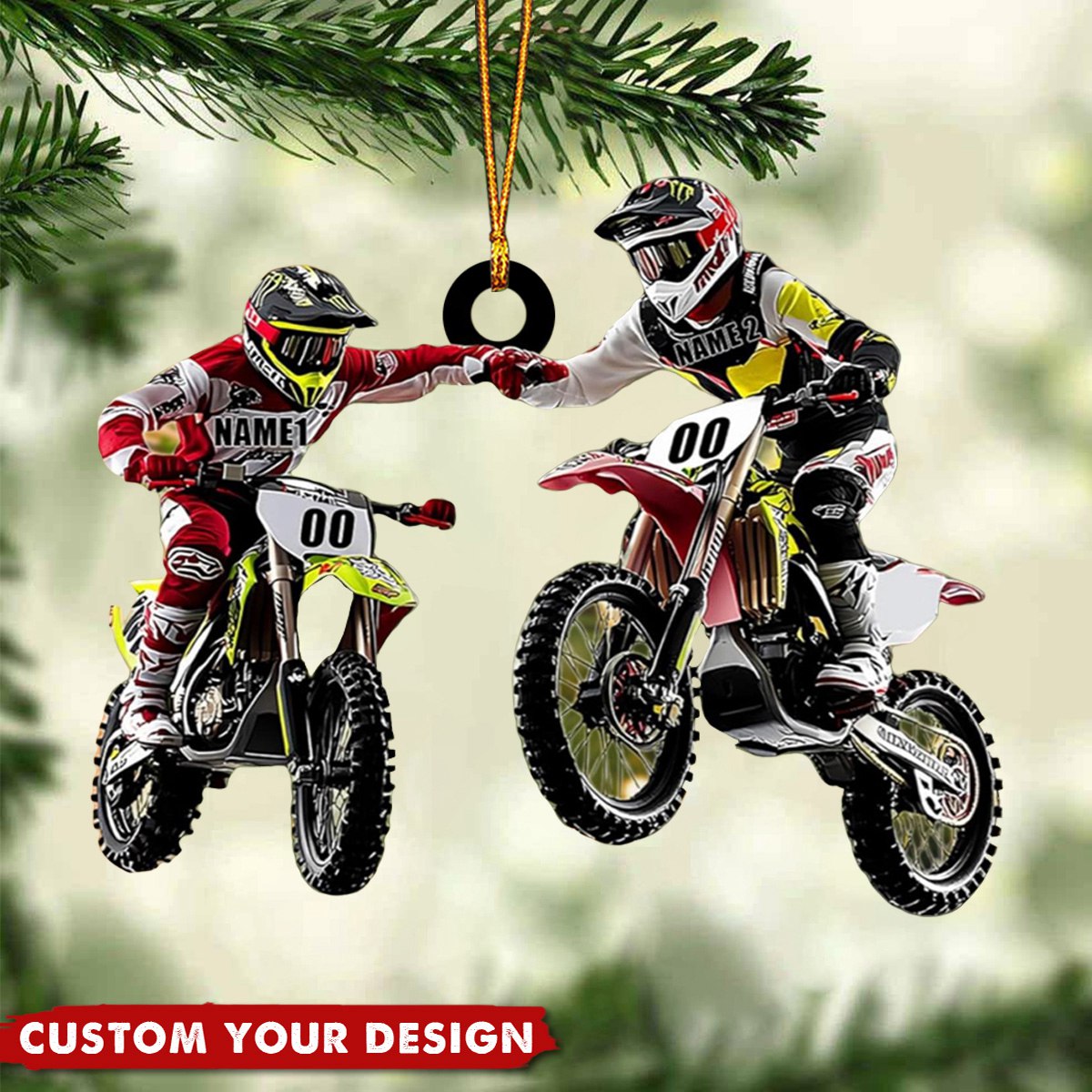 Personalized Couple Motocross Christmas Ornaments Gift for Biker Lovers - 2024 New Release