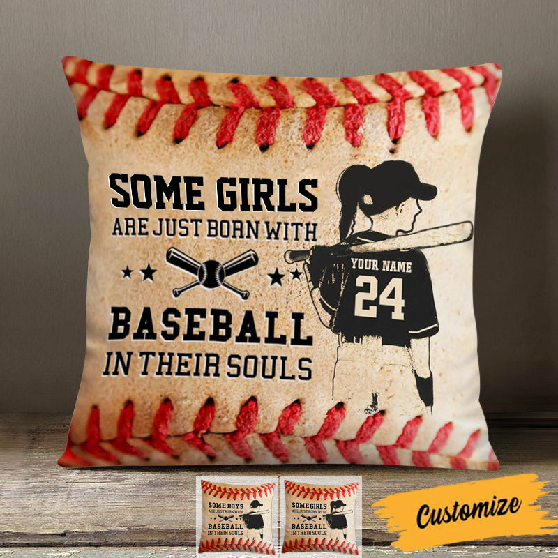 Some Boys/Girls Are Just Born With Baseball Personalized Pillowcase