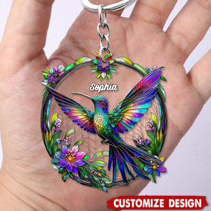 Beautiful Hummingbird - Personalized Bird Acrylic Keychain