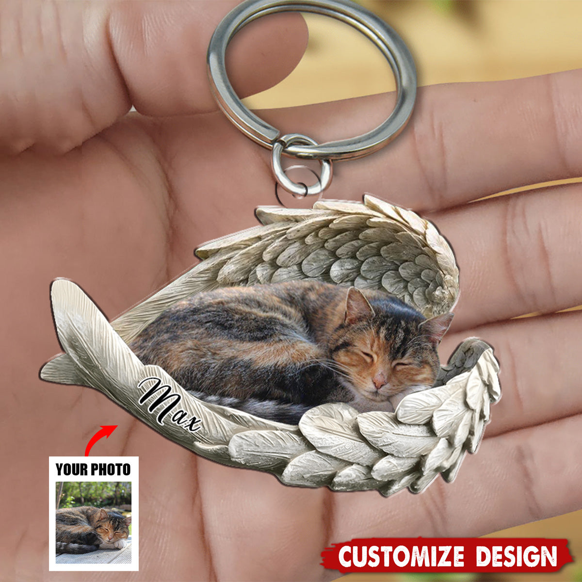 In Angel Wings - Personalized Memorial Keychain, Gift For Pet Lovers