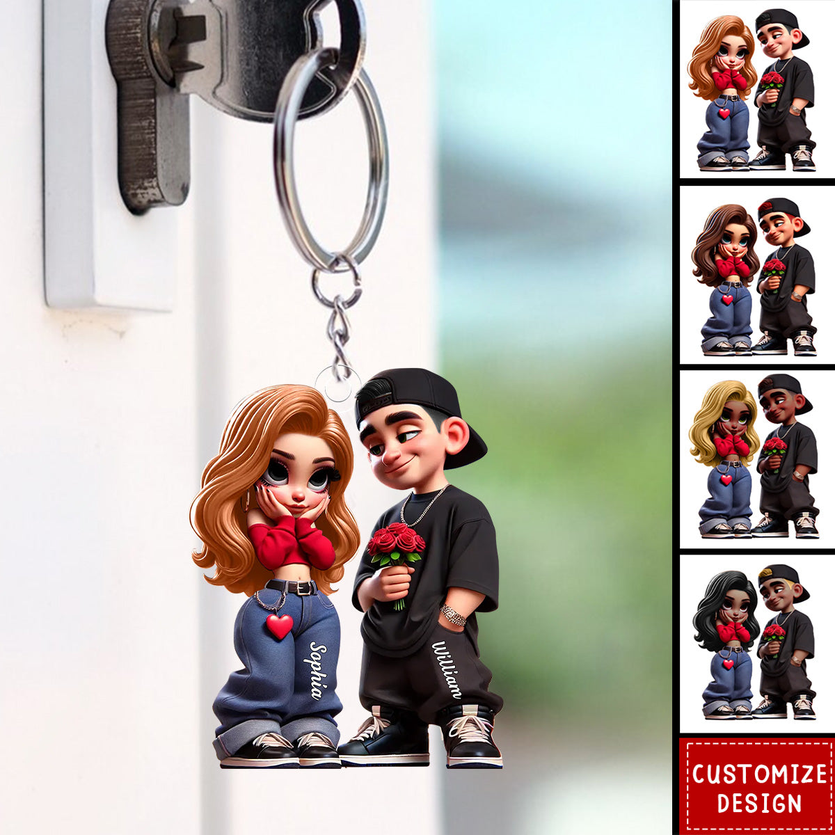 Y2K Couple-Personalized Keychain-Gift For Couple