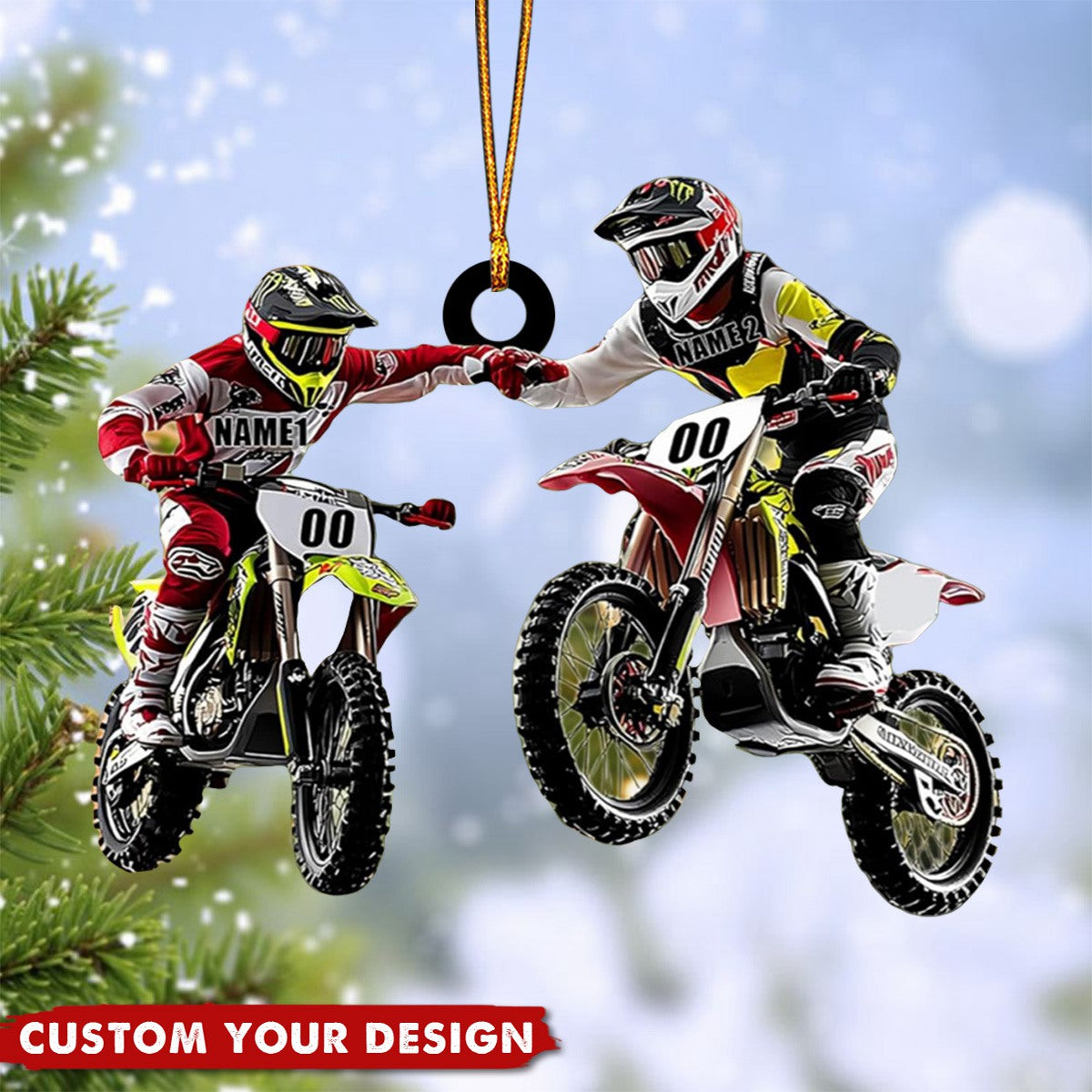 Personalized Couple Motocross Christmas Ornaments Gift for Biker Lovers - 2024 New Release