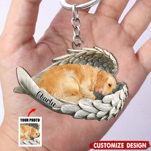 In Angel Wings - Personalized Memorial Keychain, Gift For Pet Lovers