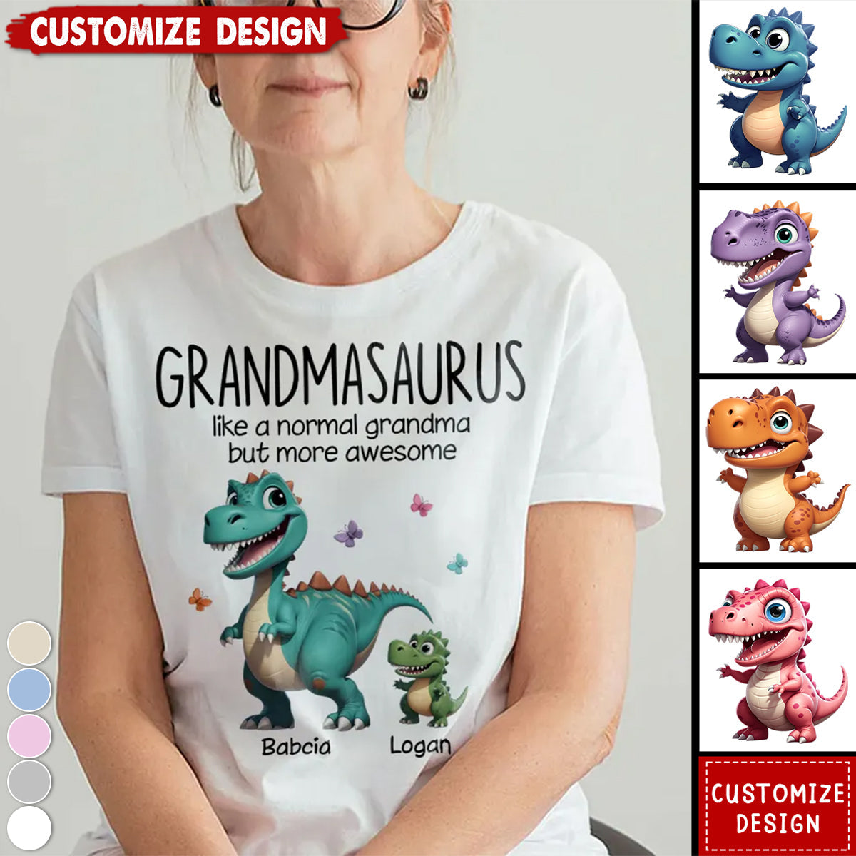 Grandmasaurus And Kids Dinosaurs Personalized Shirt - Gift For Mom,Grandma