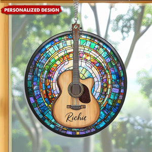 Personalized Guitar Suncatcher Hanging-Music Lover Gift