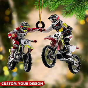 Personalized Couple Motocross Christmas Ornaments Gift for Biker Lovers - 2024 New Release