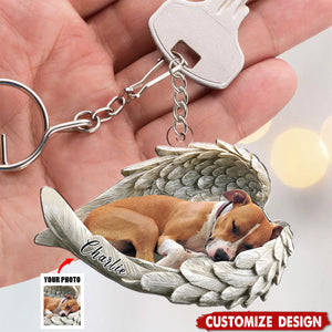 In Angel Wings - Personalized Memorial Keychain, Gift For Pet Lovers