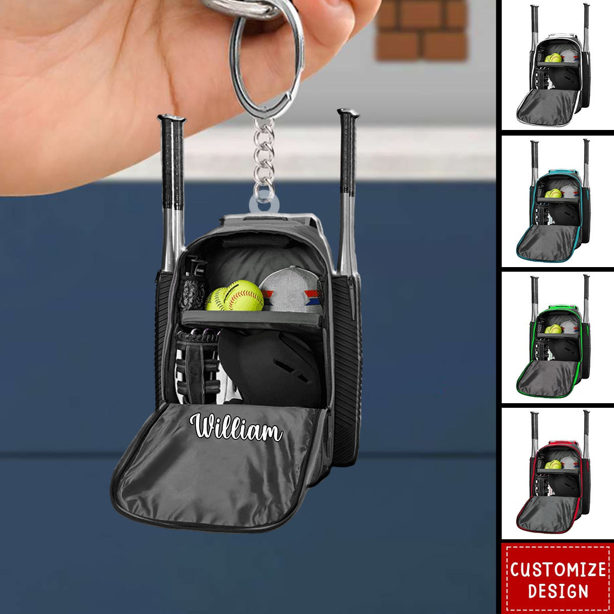 2024 New Release - Personalized Softball Backpack Acrylic Keychain