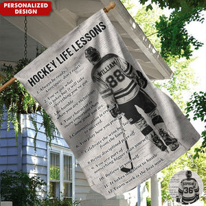 Hockey Life Lessons–Personalized Garden Flag-Gift For Hockey Lovers,Hockey Girls