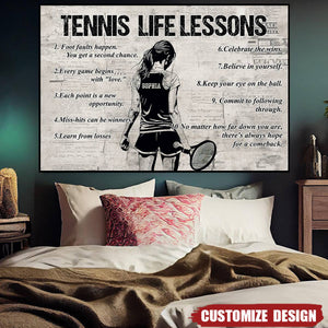 Personalized Tennis Life Lessons Poster- Gift For Tennis Lovers