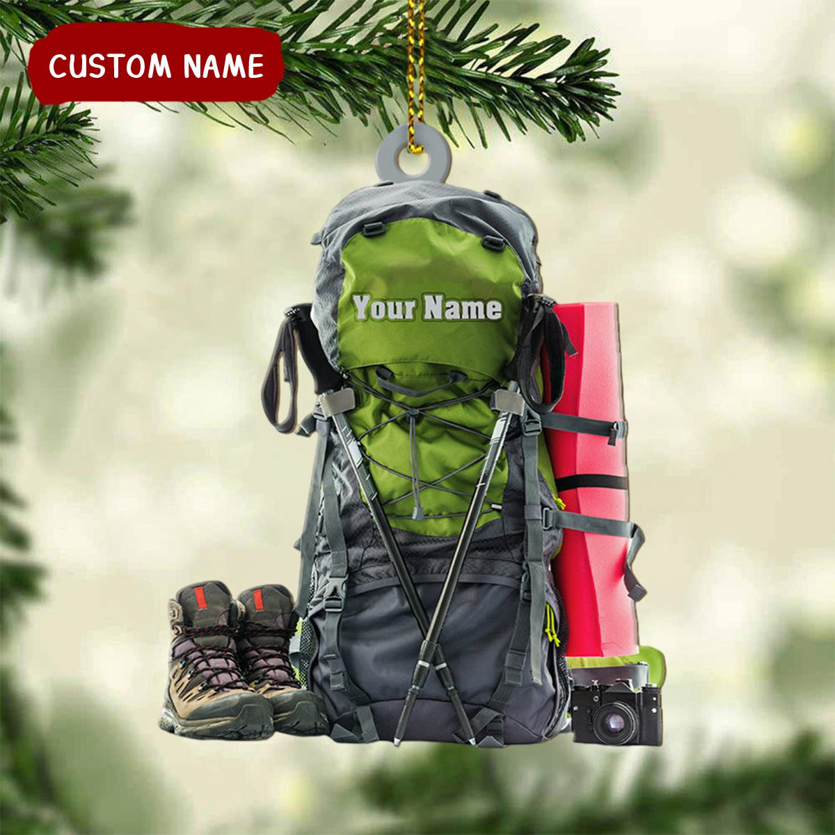 Personalized Hiking Bag Christmas Ornament ,Camping Lover Gift, Hiking Lover Ornament 2024, Keepsake Gift For Camper, Hiking Decor Gift