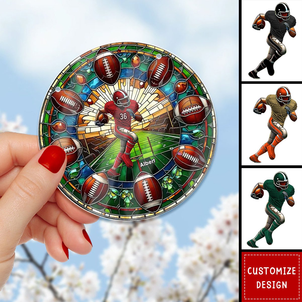 Personalized Gifts For Football Lovers Suncatcher Ornament