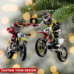 Personalized Couple Motocross Christmas Ornaments Gift for Biker Lovers - 2024 New Release