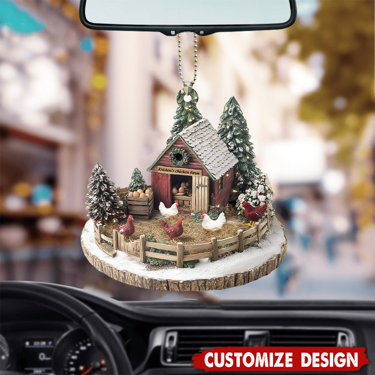 Personalized Dreamy Chicken Farm Car Ornament-Gifts For Chicken Lovers