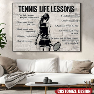 Personalized Tennis Life Lessons Poster- Gift For Tennis Lovers