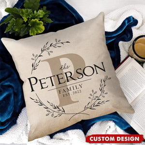 Personalized Family Name Pillow, Customize with Name and Established Date