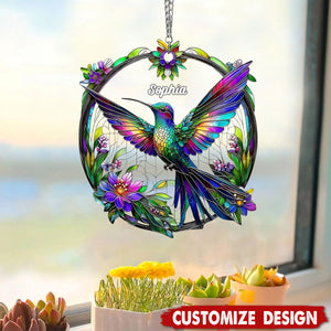 Personalized Beautiful Hummingbird Suncatcher Ornament , Gift For Bird Lovers