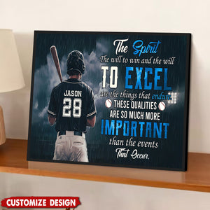 The Spirit The Will To Win - Personalized Baseball Poster - Gift For Baseball Lovers