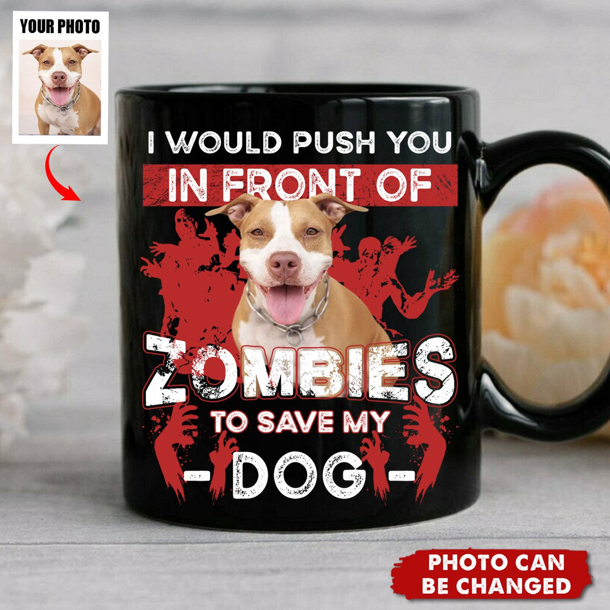 I Would Push You Zombies Save My Dog Cat - Personalized Mug, Halloween Gift