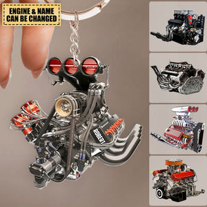 Drag Racing Hot Rod V8 Engine, Custom Drag Racing Acrylic Keychain, Gift For Racing Lovers