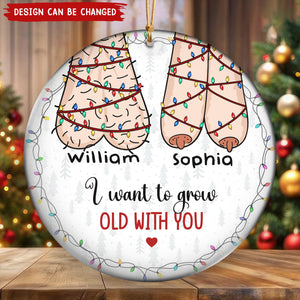 2024 New Release I Want To Grow Old With You-Personalized Ceramic Ornament-Christmas Gift For Couples