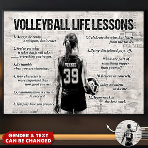 Personalized Volleyball Life Lessons Poster - Gift For Volleyball Lovers