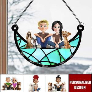 Girl And Her Dogs-Personalized Window Hanging Suncatcher Ornament