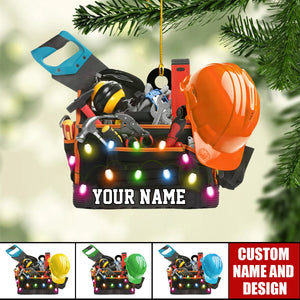 Personalized Construction Tool Box Hard Hat Christmas Ornament Gift For Blue Collar Workers - 2024 New Release