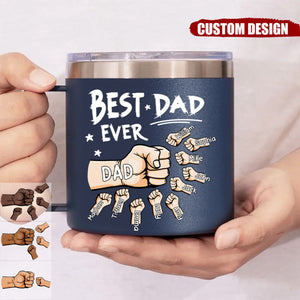 The Best Dad Ever - Personalized  14oz Stainless Steel Tumbler With Handle - Father's Day, Birthday Gift For Dad