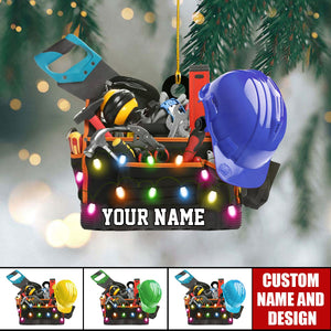 Personalized Construction Tool Box Hard Hat Christmas Ornament Gift For Blue Collar Workers - 2024 New Release