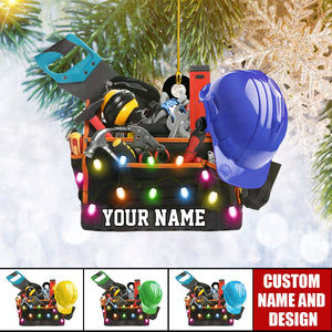 Personalized Construction Tool Box Hard Hat Christmas Ornament Gift For Blue Collar Workers - 2024 New Release