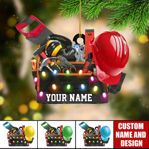 Personalized Construction Tool Box Hard Hat Christmas Ornament Gift For Blue Collar Workers - 2024 New Release