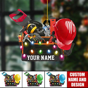 Personalized Construction Tool Box Hard Hat Christmas Ornament Gift For Blue Collar Workers - 2024 New Release