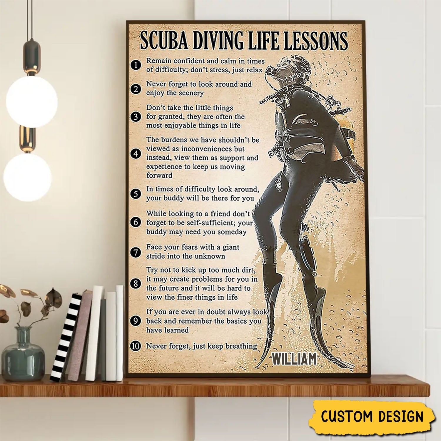 Personalized Scuba Diving Life Lessons Poster-Gift For Diving Lovers